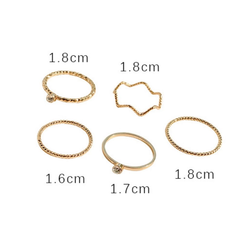 Product image KAHASIL Set 5pcs Cincin Titanium Wanita Anti Karat Luntur Aesthetic Aksesoris Fashion KH001 all variant GOLD